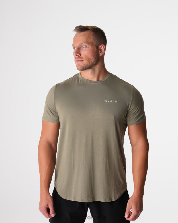tapas hombres NVGTN HB2N2761 verde salvia camiseta ajustada técnica