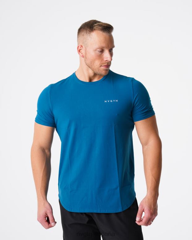 tapas hombres NVGTN HB2N2799 azul francés camiseta ajustada de pulso