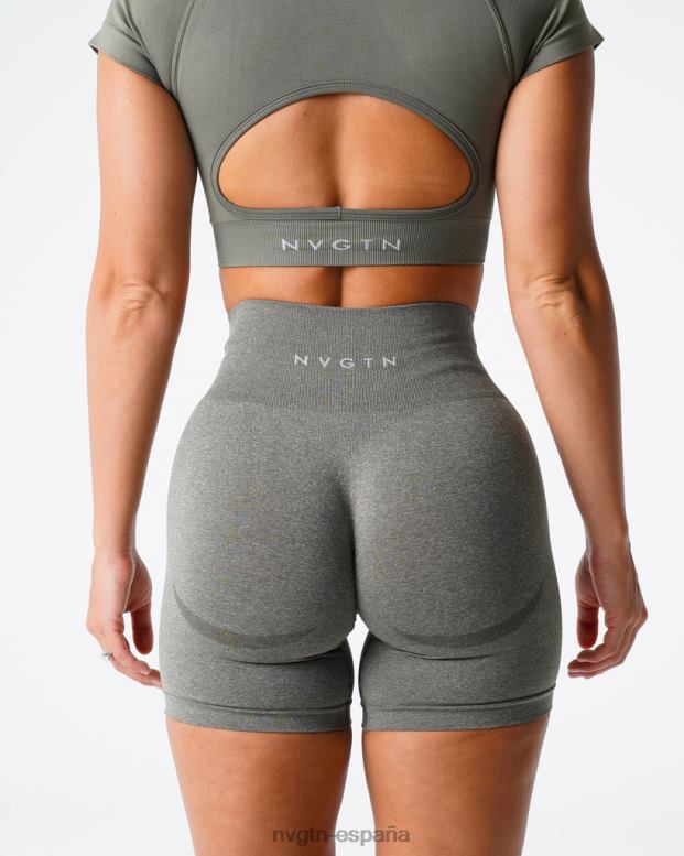 aptitud física mujer NVGTN HB2N2343 verde caqui pantalones cortos sin costuras de contorno