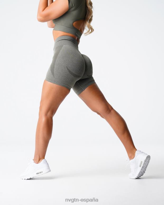 aptitud física mujer NVGTN HB2N2343 verde caqui pantalones cortos sin costuras de contorno