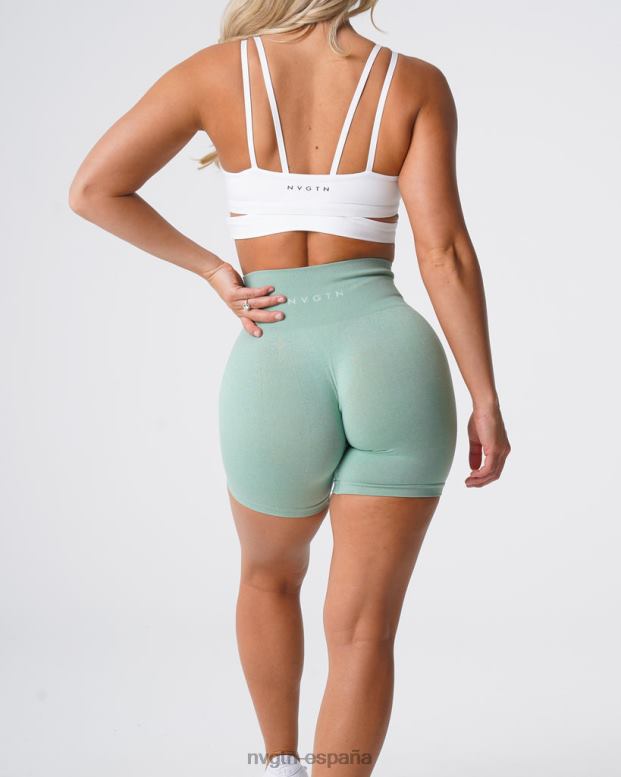 aptitud física mujer NVGTN HB2N2363 verde salvia pantalones cortos profesionales sin costuras