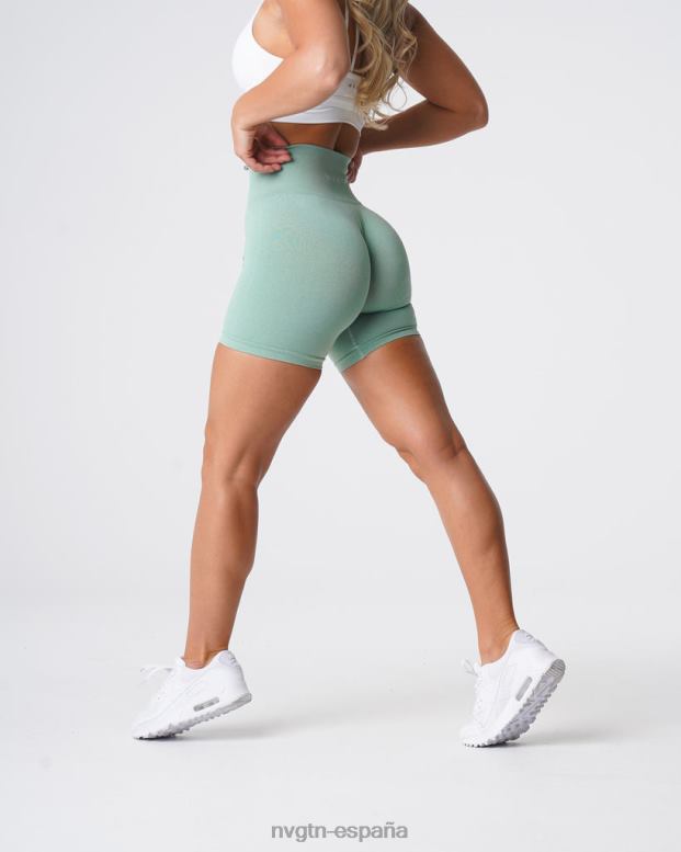 aptitud física mujer NVGTN HB2N2363 verde salvia pantalones cortos profesionales sin costuras