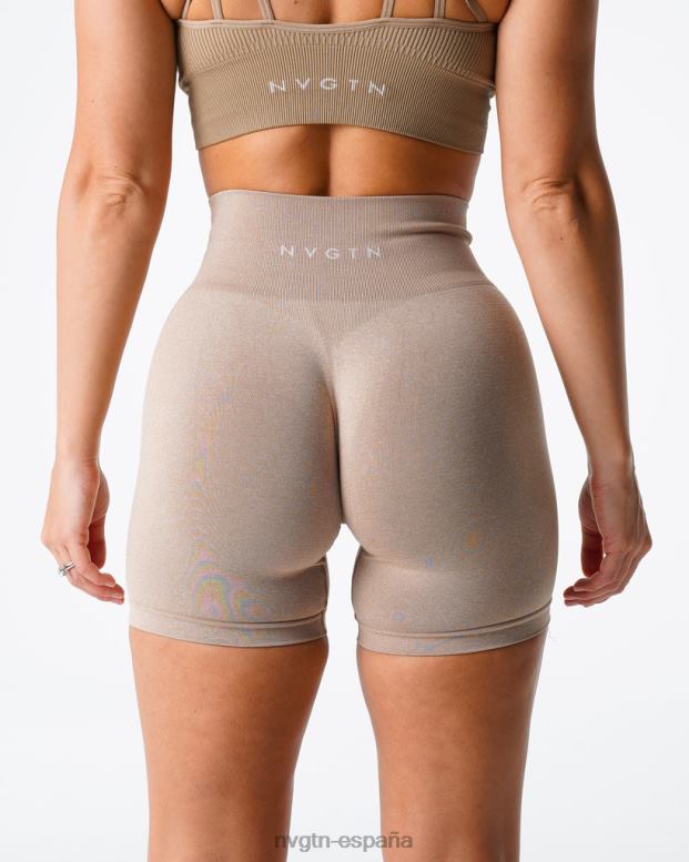 aptitud física mujer NVGTN HB2N2364 beige pantalones cortos profesionales sin costuras