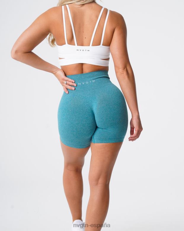 aptitud física mujer NVGTN HB2N2380 verde azulado pantalones cortos profesionales sin costuras