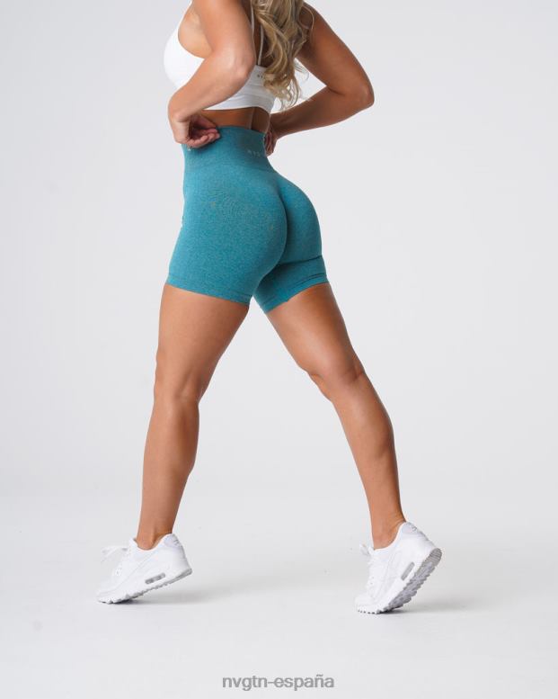 aptitud física mujer NVGTN HB2N2380 verde azulado pantalones cortos profesionales sin costuras