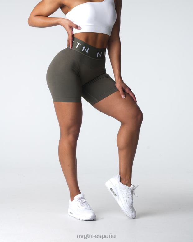aptitud física mujer NVGTN HB2N2432 aceituna pantalones cortos deportivos sin costuras