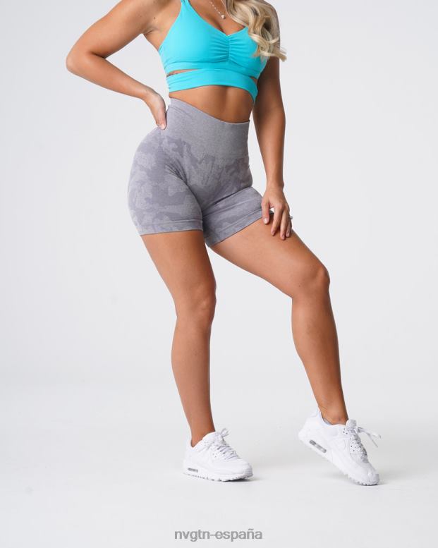 aptitud física mujer NVGTN HB2N2438 gris pantalones cortos de camuflaje sin costuras