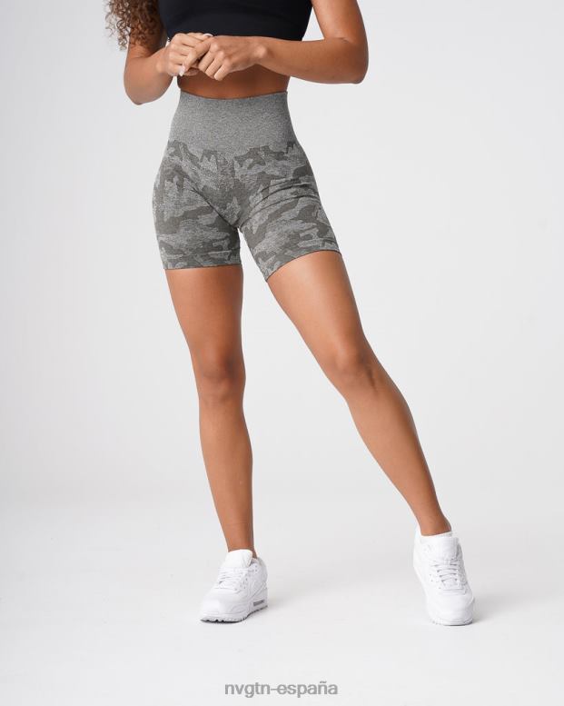 aptitud física mujer NVGTN HB2N2440 verde caqui pantalones cortos de camuflaje sin costuras