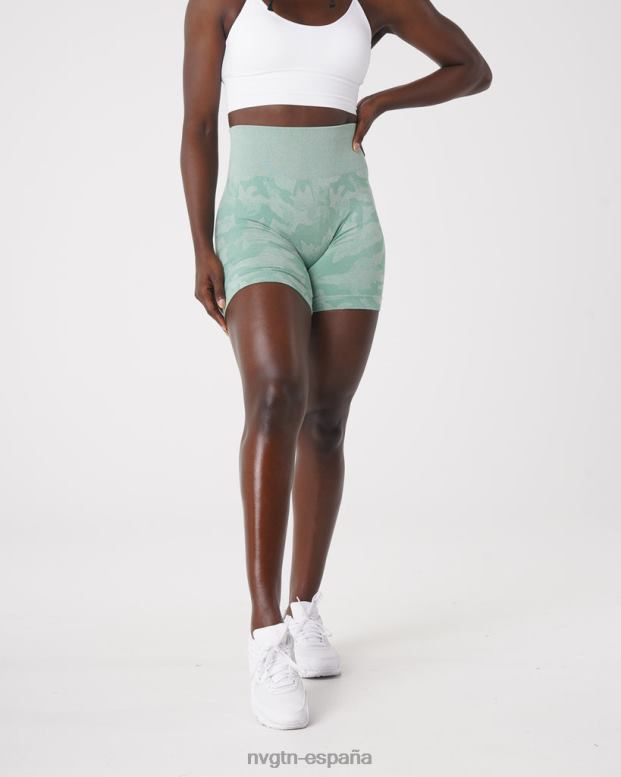 aptitud física mujer NVGTN HB2N2442 verde salvia pantalones cortos de camuflaje sin costuras