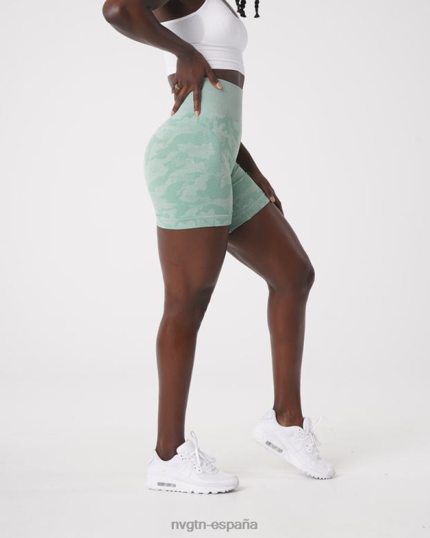aptitud física mujer NVGTN HB2N2442 verde salvia pantalones cortos de camuflaje sin costuras