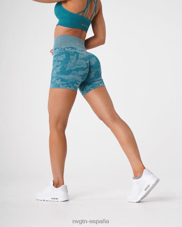 aptitud física mujer NVGTN HB2N2444 verde azulado pantalones cortos de camuflaje sin costuras