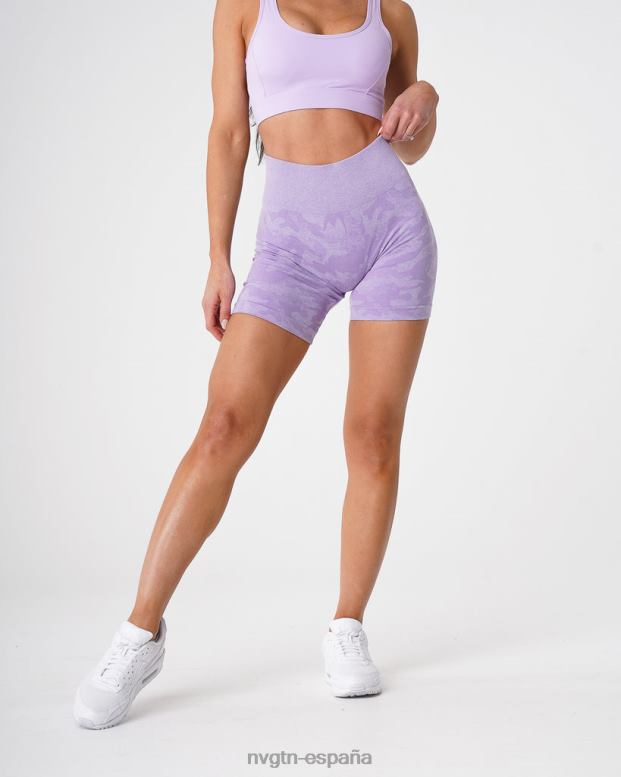 aptitud física mujer NVGTN HB2N2446 lila pantalones cortos de camuflaje sin costuras