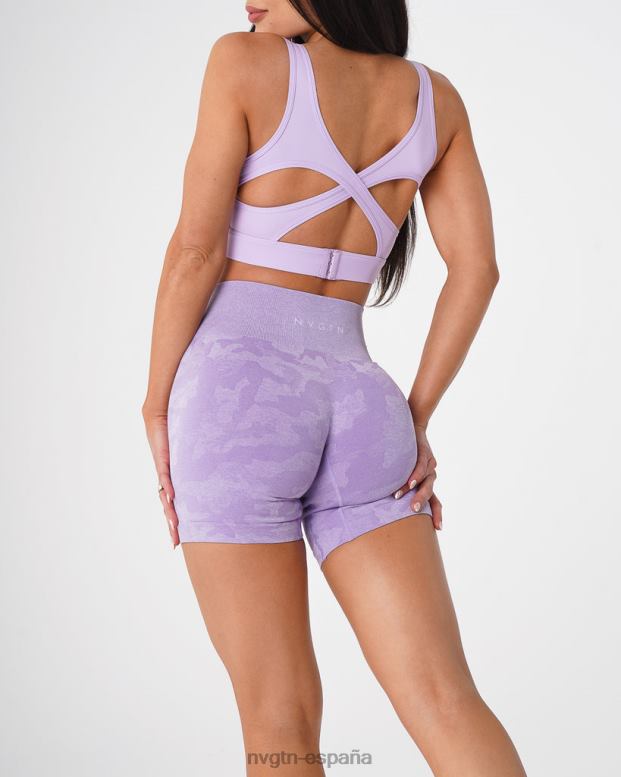 aptitud física mujer NVGTN HB2N2446 lila pantalones cortos de camuflaje sin costuras
