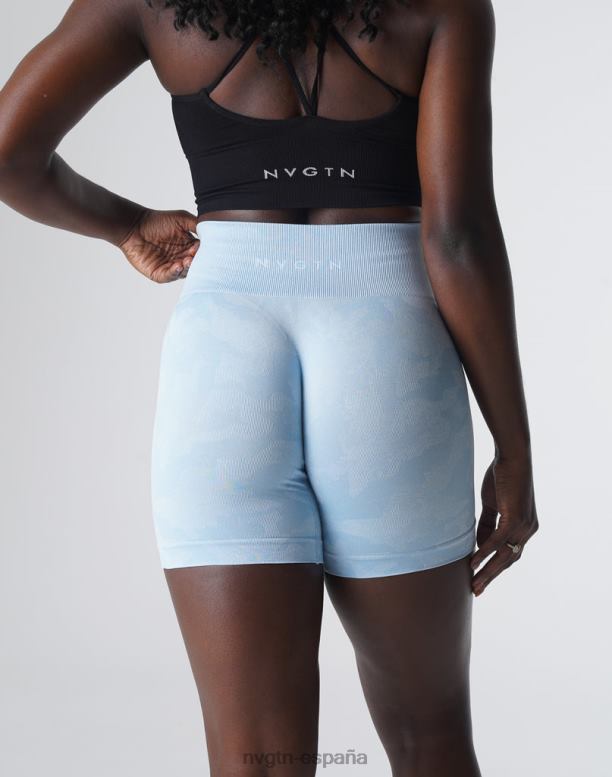 aptitud física mujer NVGTN HB2N2447 azul helado pantalones cortos de camuflaje sin costuras