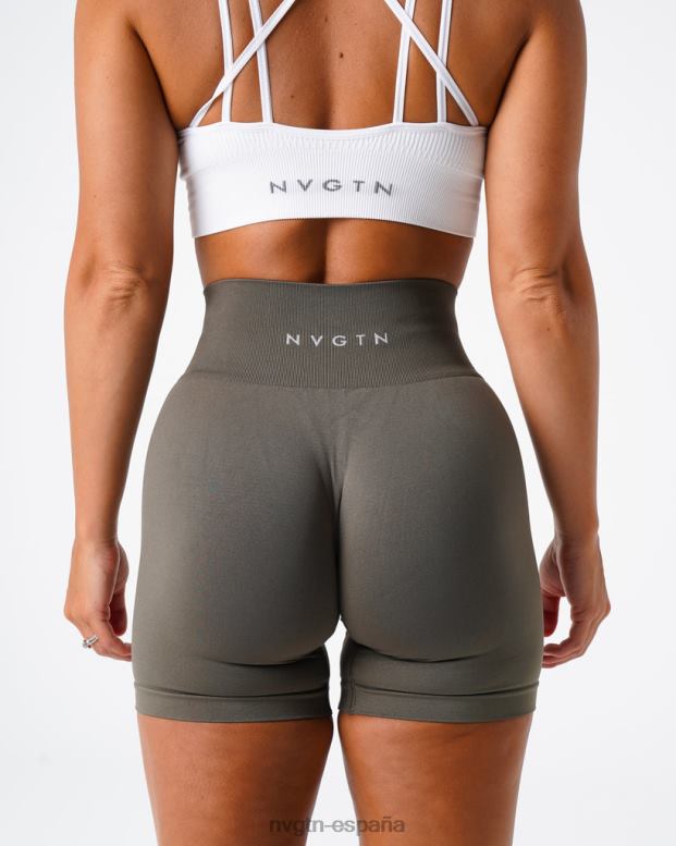 aptitud física mujer NVGTN HB2N2451 aceituna pantalones cortos lisos sin costuras