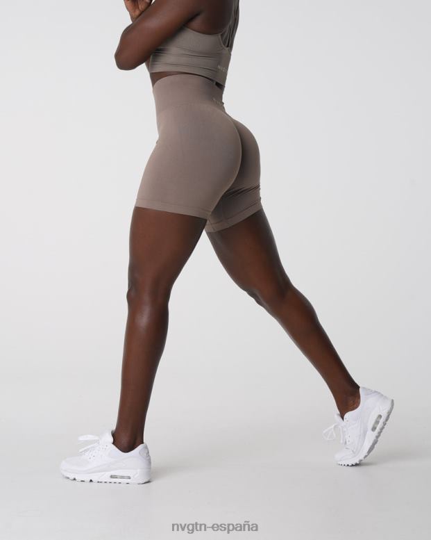 aptitud física mujer NVGTN HB2N2454 gris pardo pantalones cortos lisos sin costuras