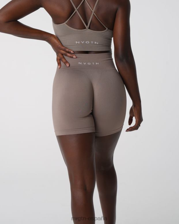 aptitud física mujer NVGTN HB2N2454 gris pardo pantalones cortos lisos sin costuras