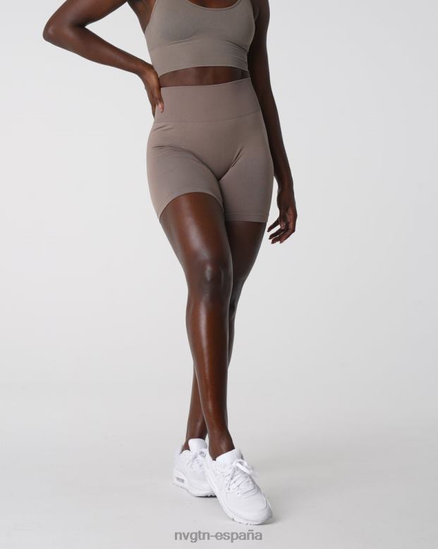 aptitud física mujer NVGTN HB2N2454 gris pardo pantalones cortos lisos sin costuras