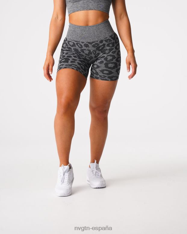 aptitud física mujer NVGTN HB2N2467 negro moteado pantalones cortos sin costuras de leopardo