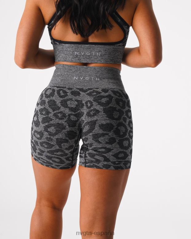 aptitud física mujer NVGTN HB2N2467 negro moteado pantalones cortos sin costuras de leopardo