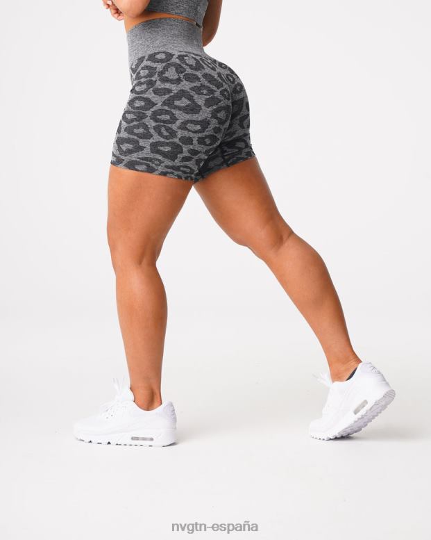 aptitud física mujer NVGTN HB2N2467 negro moteado pantalones cortos sin costuras de leopardo