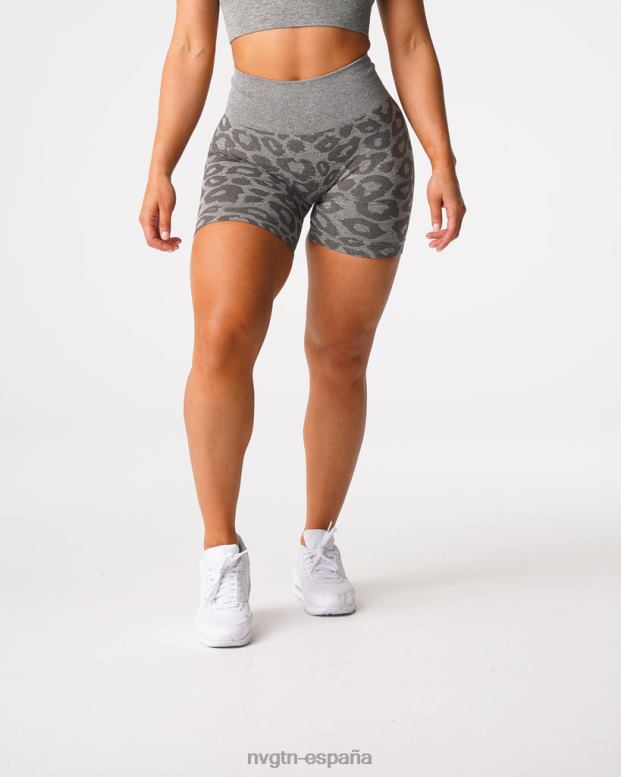 aptitud física mujer NVGTN HB2N2468 verde caqui pantalones cortos sin costuras de leopardo