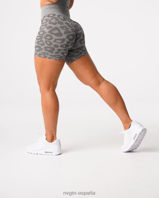 aptitud física mujer NVGTN HB2N2468 verde caqui pantalones cortos sin costuras de leopardo