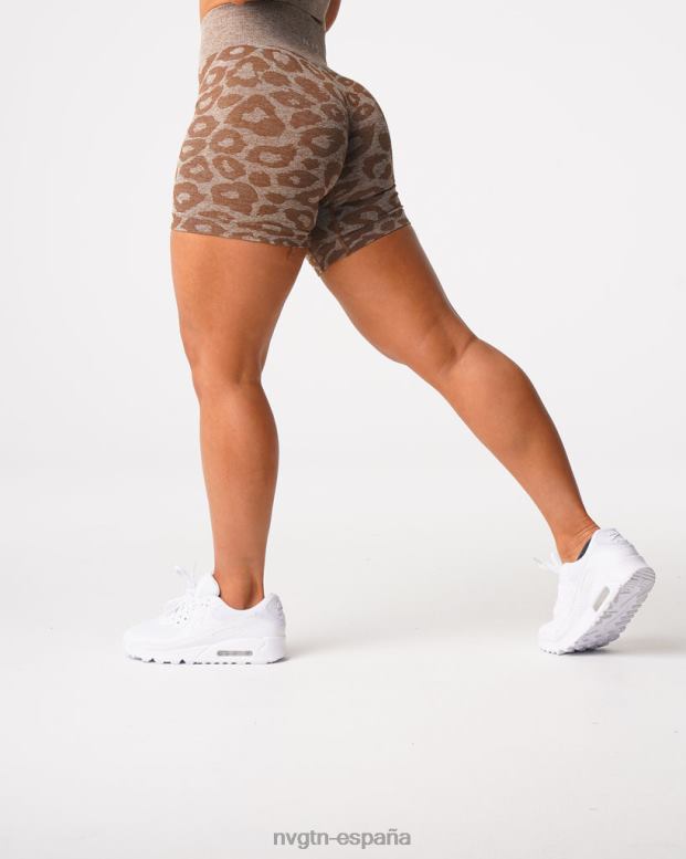 aptitud física mujer NVGTN HB2N2469 moca pantalones cortos sin costuras de leopardo