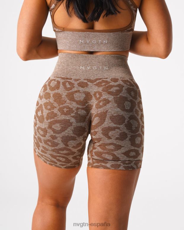 aptitud física mujer NVGTN HB2N2469 moca pantalones cortos sin costuras de leopardo