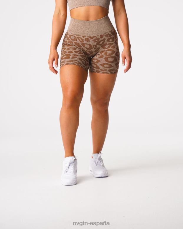 aptitud física mujer NVGTN HB2N2469 moca pantalones cortos sin costuras de leopardo