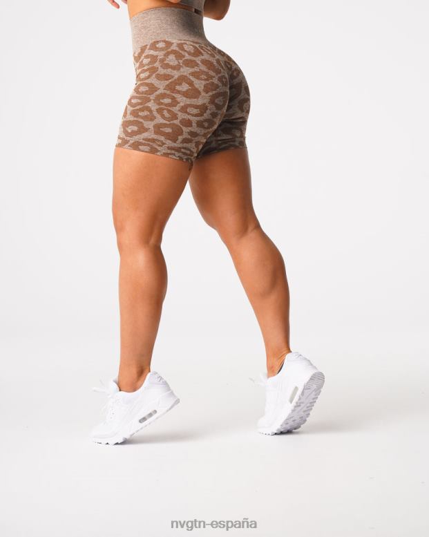 aptitud física mujer NVGTN HB2N2469 moca pantalones cortos sin costuras de leopardo