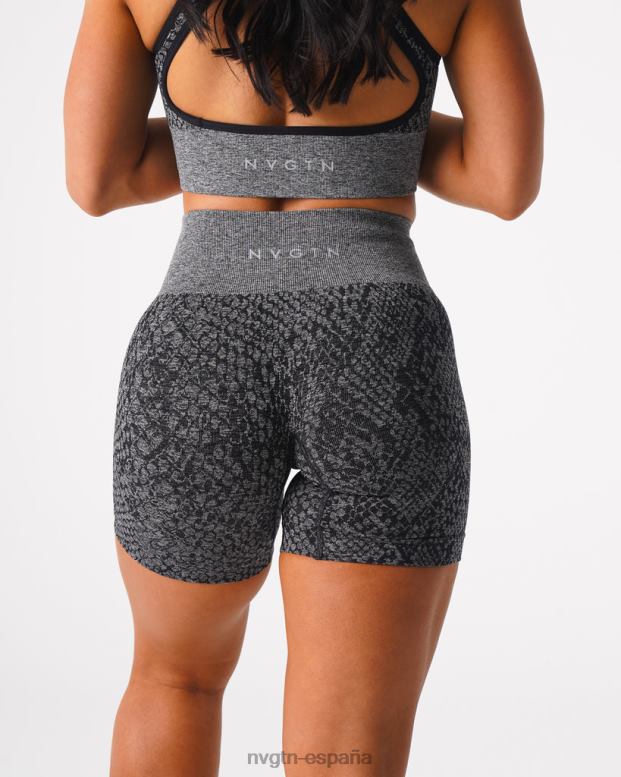 aptitud física mujer NVGTN HB2N2473 negro moteado shorts sin costuras de piel de serpiente