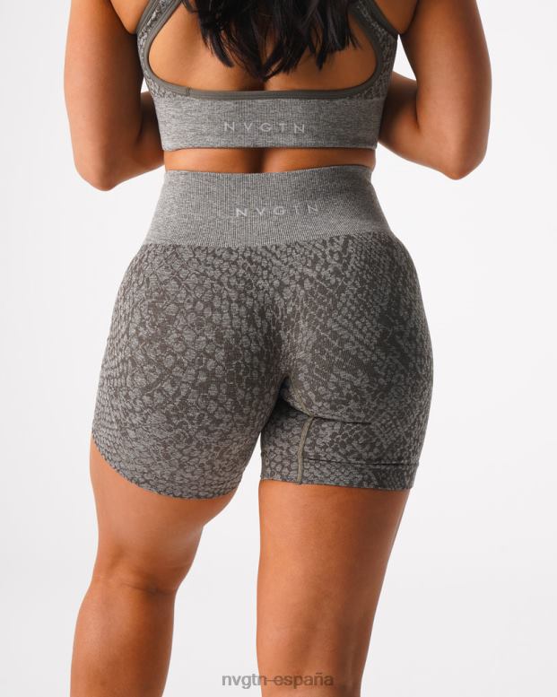 aptitud física mujer NVGTN HB2N2474 verde caqui shorts sin costuras de piel de serpiente