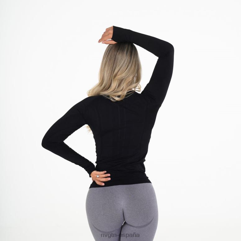 aptitud física mujer NVGTN HB2N2283 negro top de manga larga sin costuras con forma