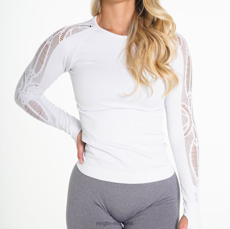aptitud física mujer NVGTN HB2N2291 blanco top de manga larga sin costuras con henna