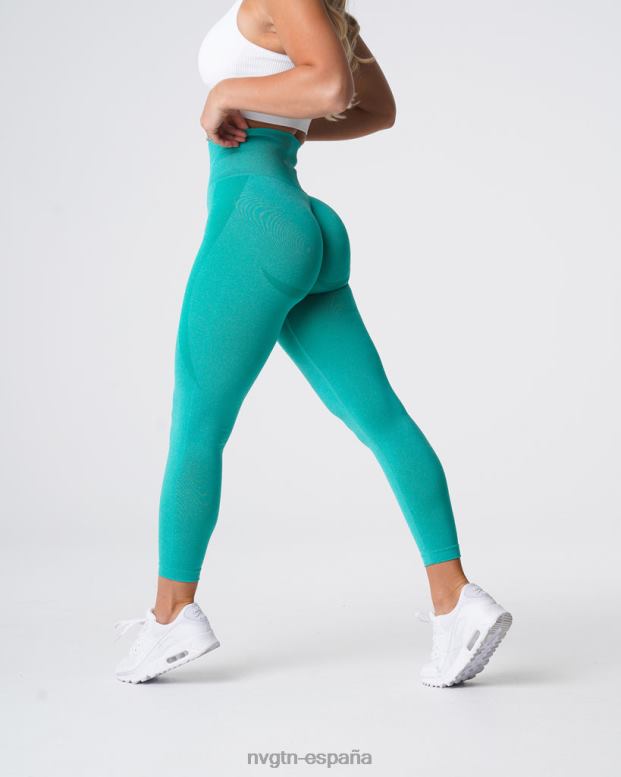 aptitud física mujer NVGTN HB2N2513 turquesa leggins sin costuras con contorno