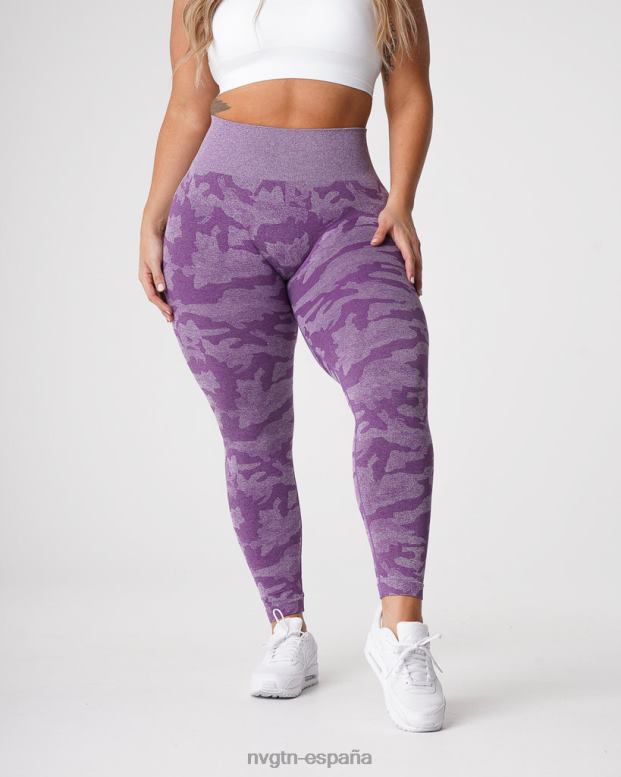 aptitud física mujer NVGTN HB2N2658 Violeta leggings de camuflaje sin costuras