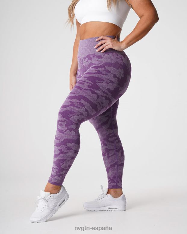 aptitud física mujer NVGTN HB2N2658 Violeta leggings de camuflaje sin costuras