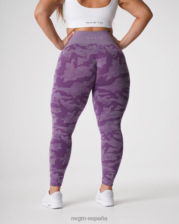 aptitud física mujer NVGTN HB2N2658 Violeta leggings de camuflaje sin costuras
