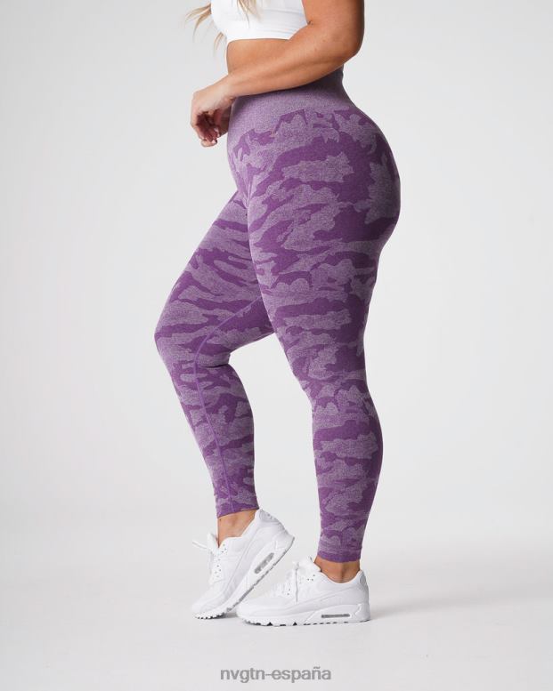 aptitud física mujer NVGTN HB2N2658 Violeta leggings de camuflaje sin costuras