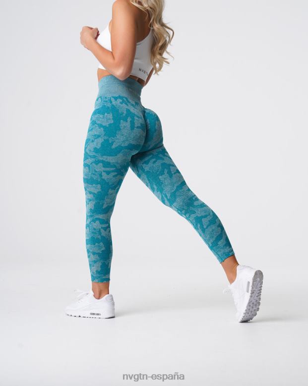 aptitud física mujer NVGTN HB2N2664 verde azulado leggings de camuflaje sin costuras