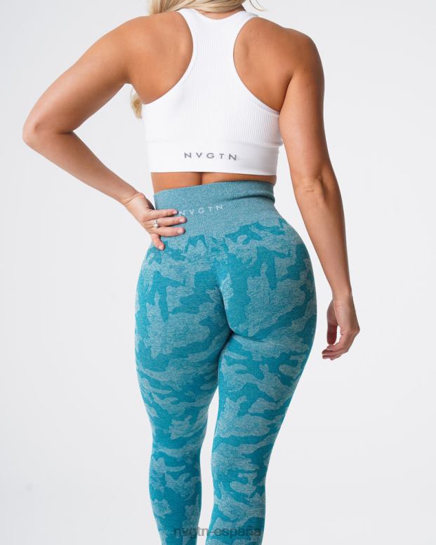 aptitud física mujer NVGTN HB2N2664 verde azulado leggings de camuflaje sin costuras