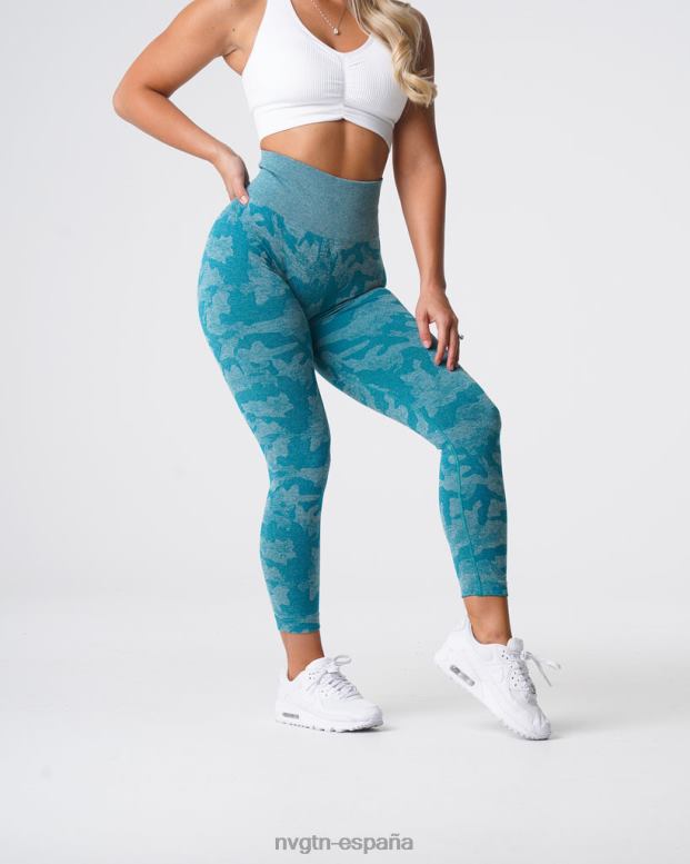 aptitud física mujer NVGTN HB2N2664 verde azulado leggings de camuflaje sin costuras
