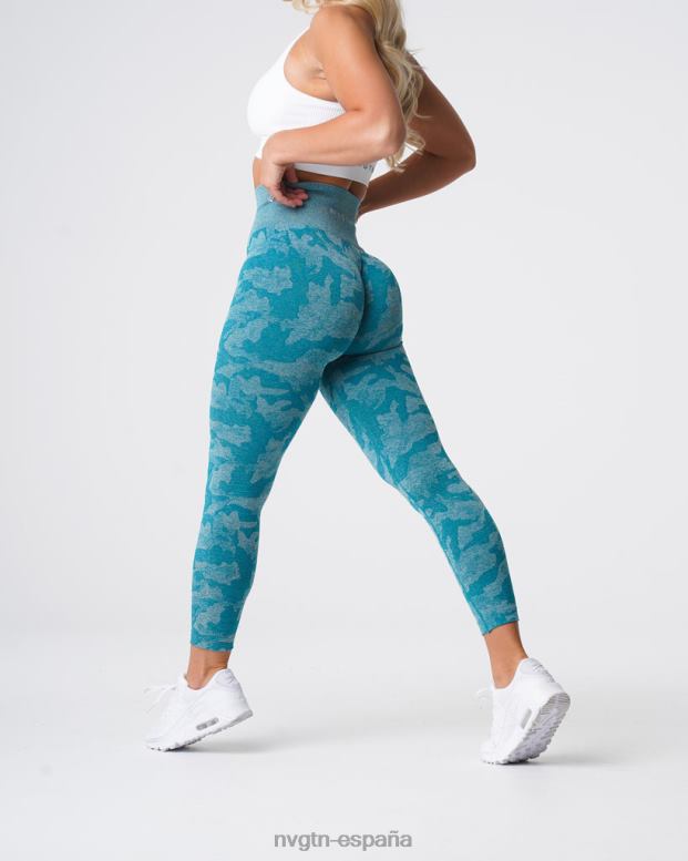 aptitud física mujer NVGTN HB2N2664 verde azulado leggings de camuflaje sin costuras