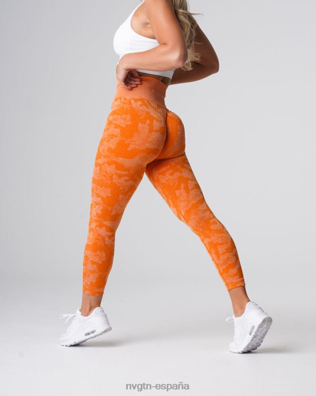aptitud física mujer NVGTN HB2N2669 naranja quemada leggings de camuflaje sin costuras