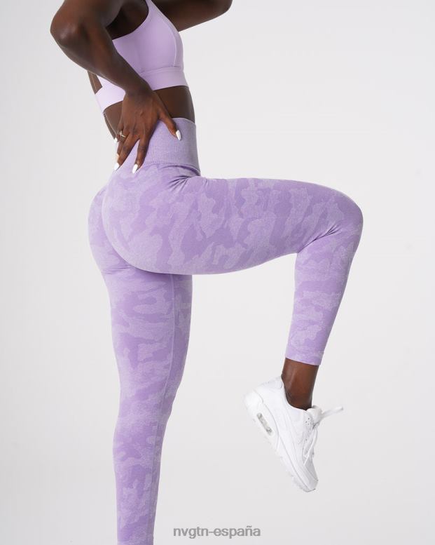 aptitud física mujer NVGTN HB2N2671 lila leggings de camuflaje sin costuras