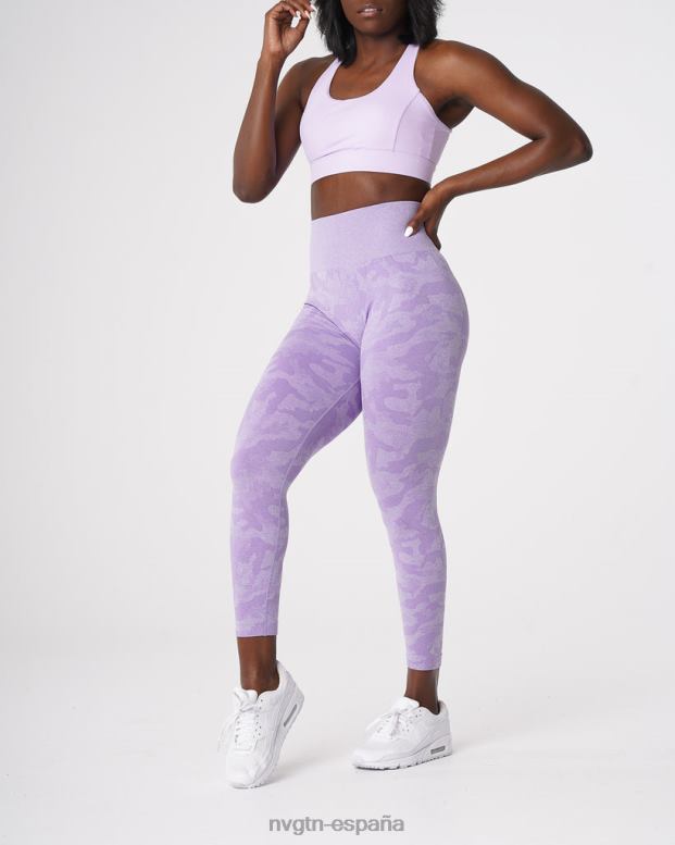 aptitud física mujer NVGTN HB2N2671 lila leggings de camuflaje sin costuras