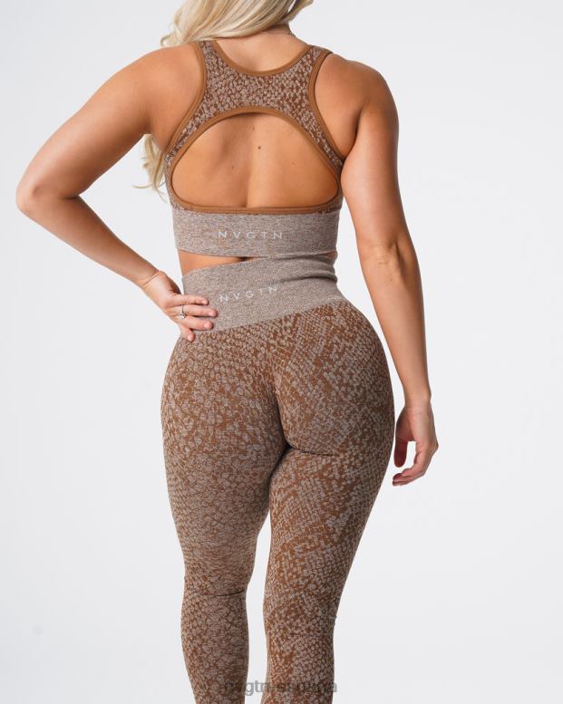 aptitud física mujer NVGTN HB2N2681 moca leggins sin costuras de piel de serpiente