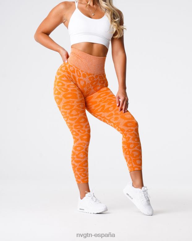 aptitud física mujer NVGTN HB2N2682 naranja quemada leggins sin costuras de leopardo