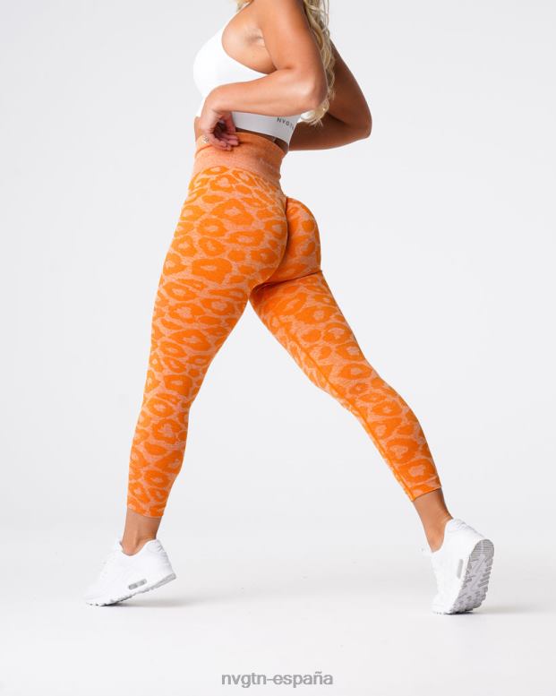 aptitud física mujer NVGTN HB2N2682 naranja quemada leggins sin costuras de leopardo